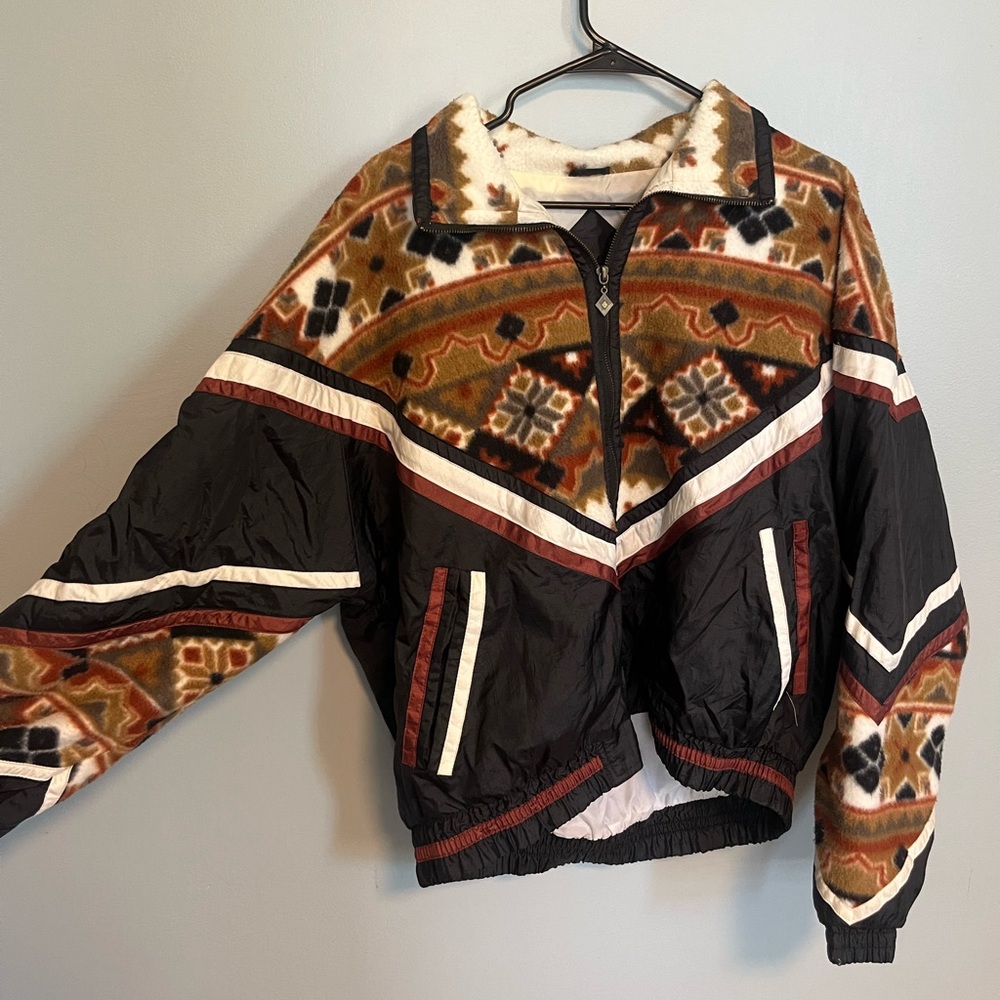 Brown Patterned Windbreaker